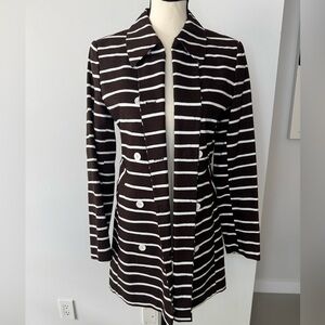 Isaac Mizrahi Brown & White Striped Blazer – Size 4